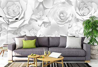 Fototapeta 3d Kvety biele